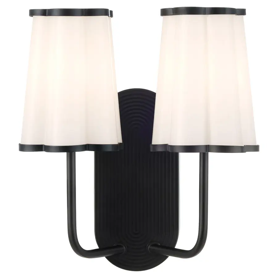 Belinder 2-Light Scalloped Wall Sconce in Matte Black - Image 2