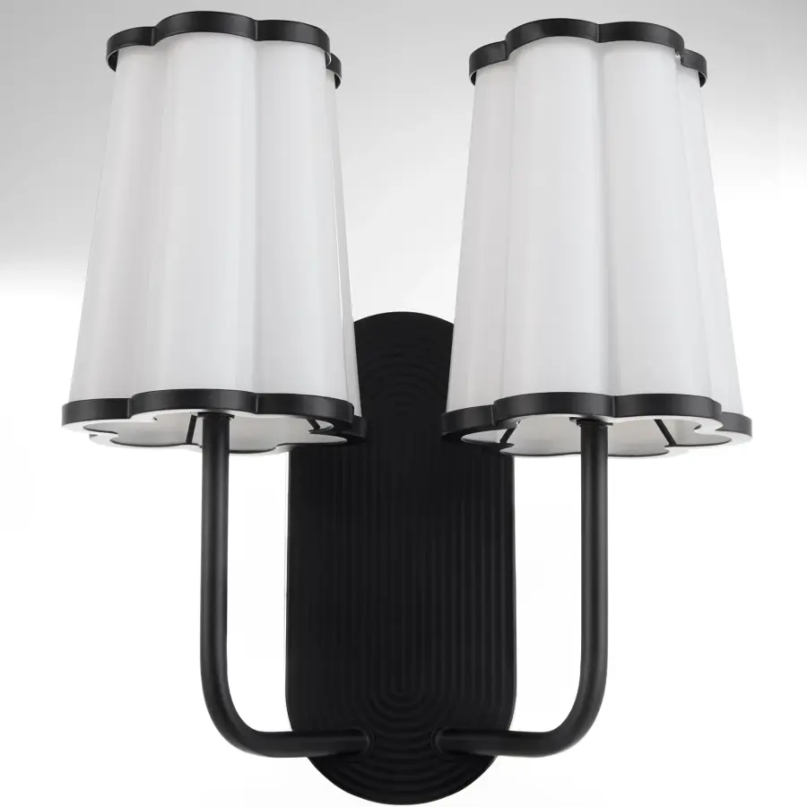 Belinder 2-Light Scalloped Wall Sconce in Matte Black - Image 3