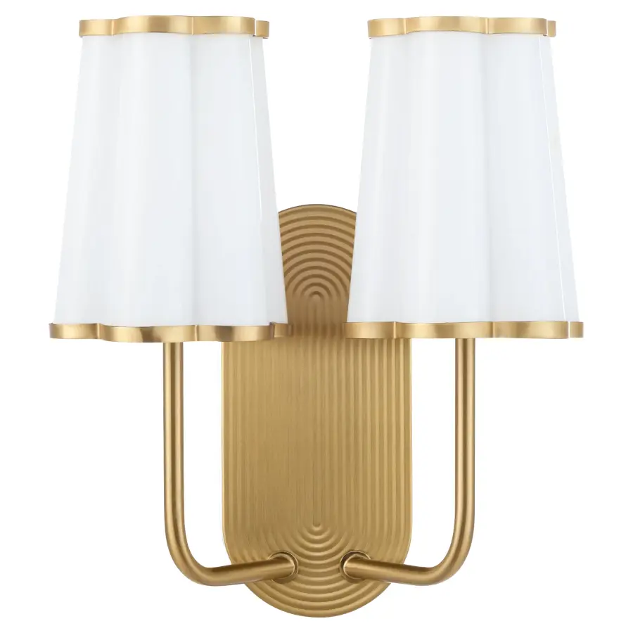 Belinder 2-Light Scalloped Wall Sconce in Aged Brass - Image 1