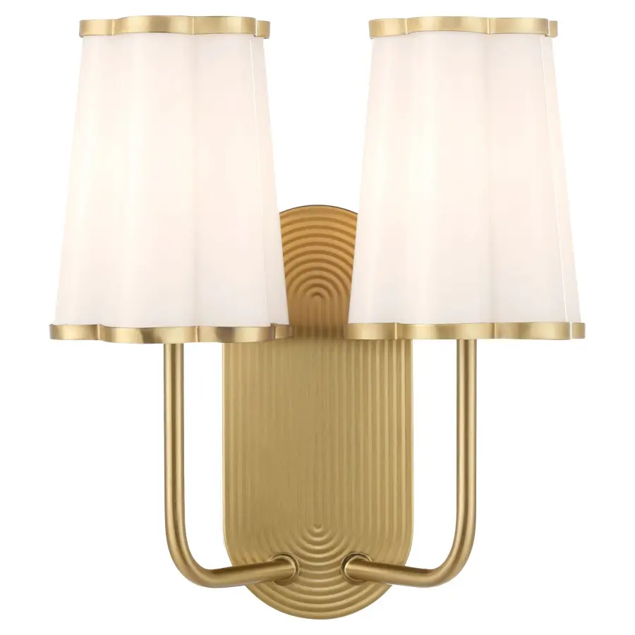 Belinder 2-Light Scalloped Wall Sconce in Aged Brass - Image 2