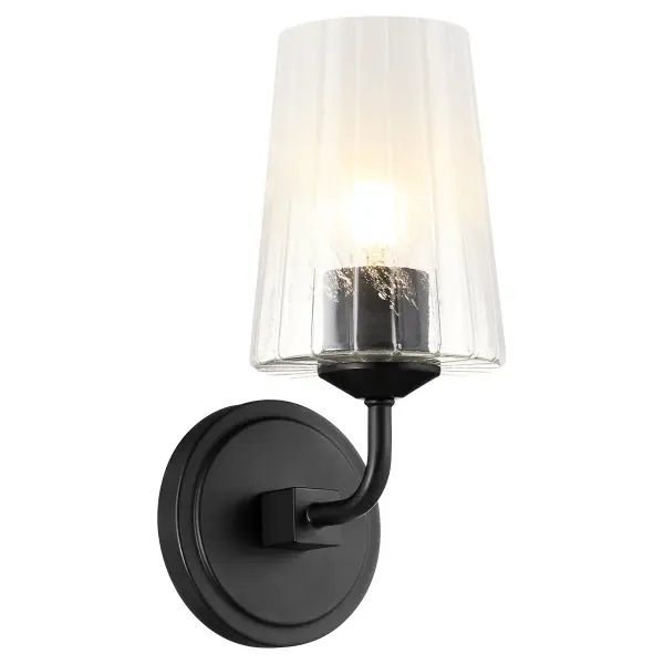 The Providence wall sconce delivers minimalist sophistication with its geometric design and matte black finish. The milky white glass shade softens the light while maintaining the fixture's streamlined aesthetic, making it ideal for modern and transitional spaces. - alternate view