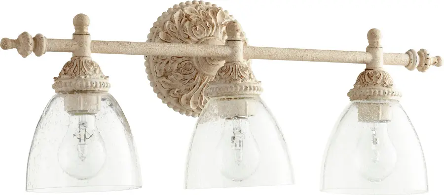 3-Light Transitional Vanity in Persian White with Clear Seeded Glass - Image 1