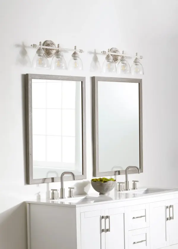3-Light Transitional Vanity in Persian White with Clear Seeded Glass - Image 4