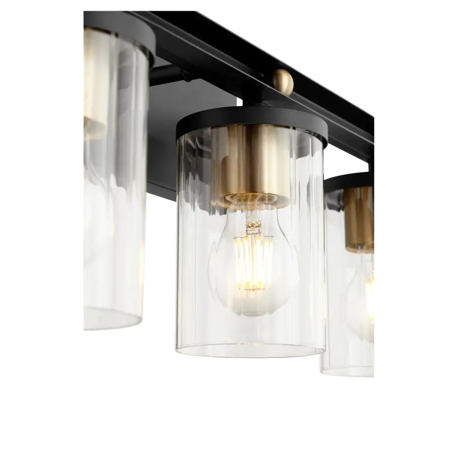Empire 3-Light Vanity in Black with Aged Brass - Image 2