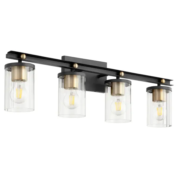 Empire 4-Light Vanity in Black and Aged Brass - Image 1