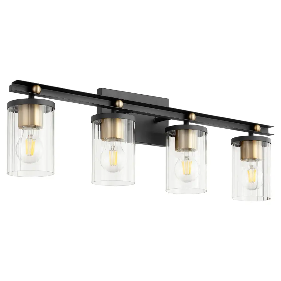 Empire 4-Light Vanity in Black and Aged Brass - Image 1