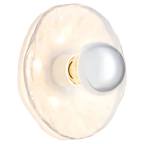 The Del Rey wall sconce delivers contemporary sophistication with its artisan glass shade and brushed brass accents against a clean studio white finish. Perfect for creating ambient lighting displays through symmetrical or rhythmic arrangements. - alternate view