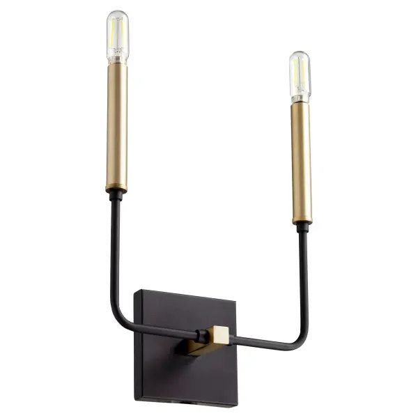 Lacy 2-Light Wall Sconce in Black and Aged Brass