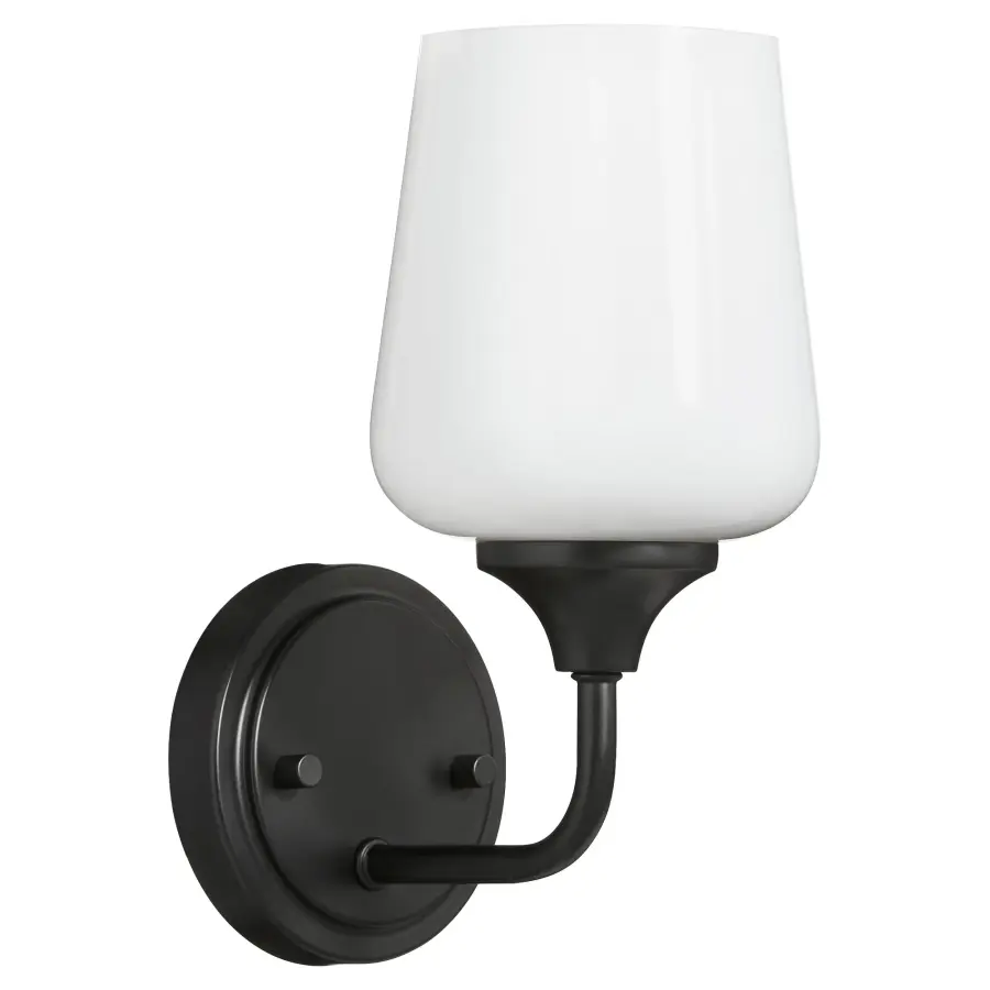 Raymond 1-Light Opal Wall Sconce in Matte Black - Image 1