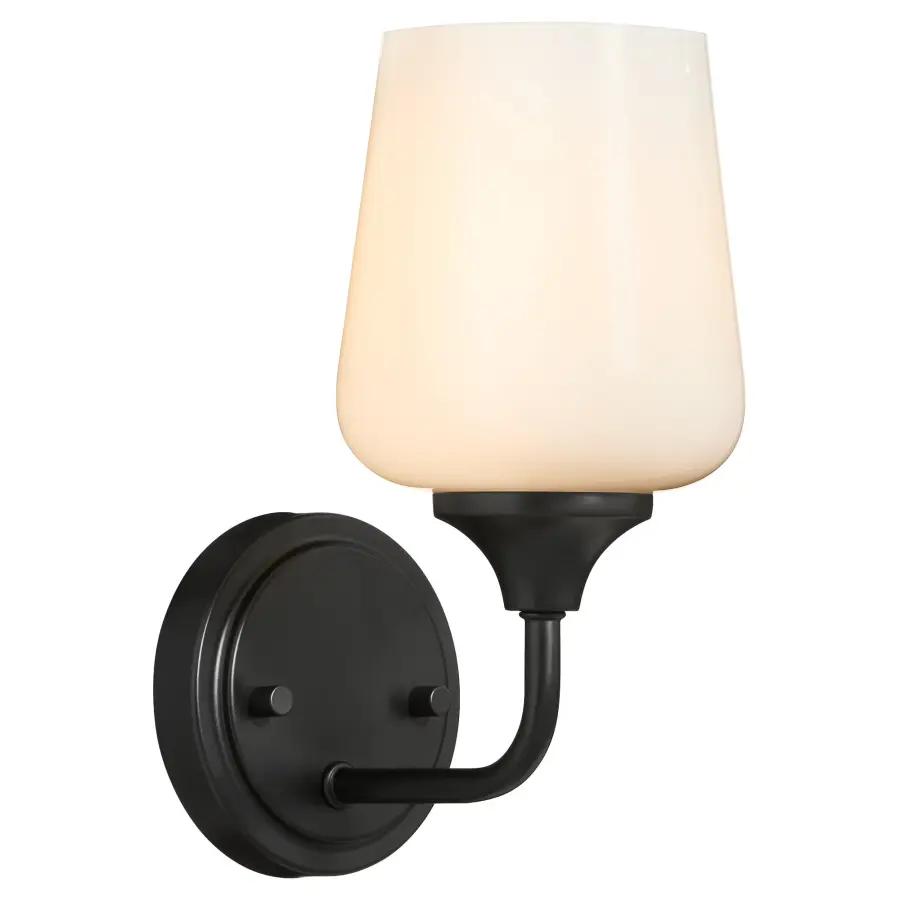 Raymond 1-Light Opal Wall Sconce in Matte Black - Image 2
