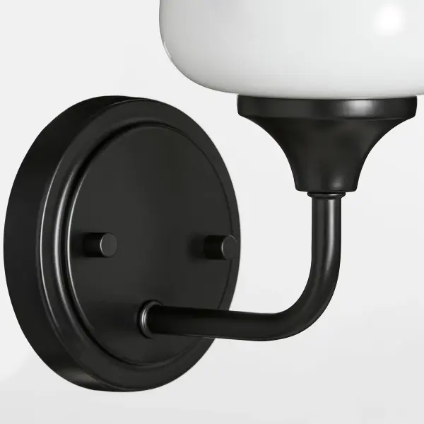 Raymond 1-Light Opal Wall Sconce in Matte Black - Image 4