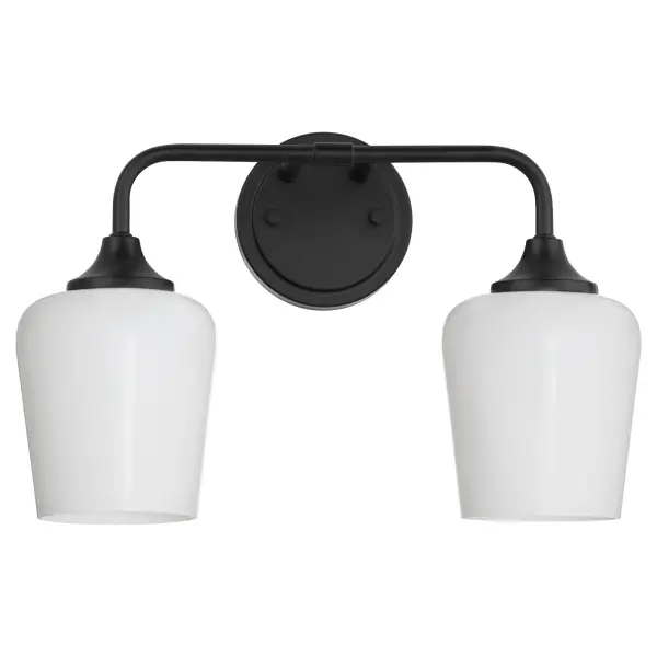 Raymond 2-Light Opal Wall Sconce in Matte Black - Image 1