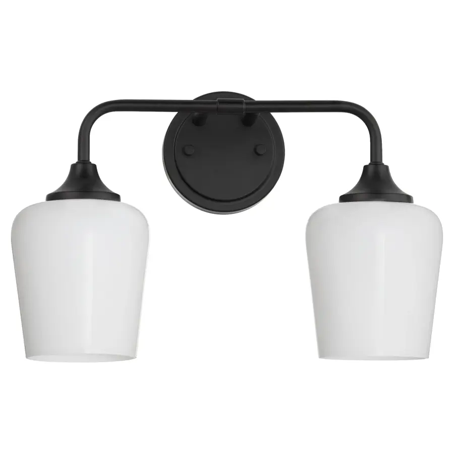 Raymond 2-Light Opal Wall Sconce in Matte Black - Image 1