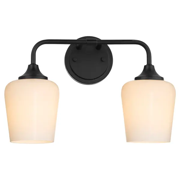 Raymond 2-Light Opal Wall Sconce in Matte Black - Image 2
