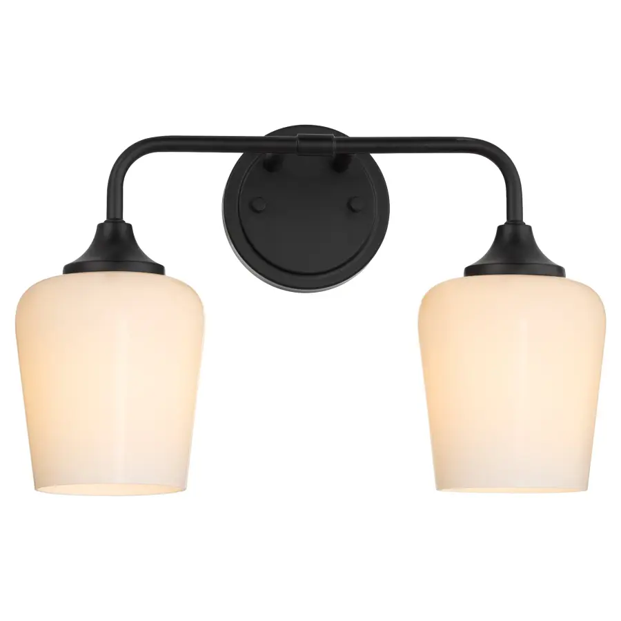 Raymond 2-Light Opal Wall Sconce in Matte Black - Image 2