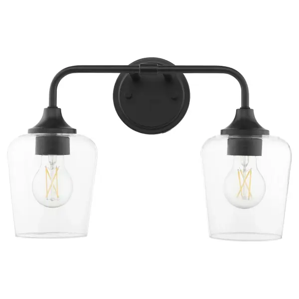 Raymond 2-Light Vanity in Matte Black - Image 1