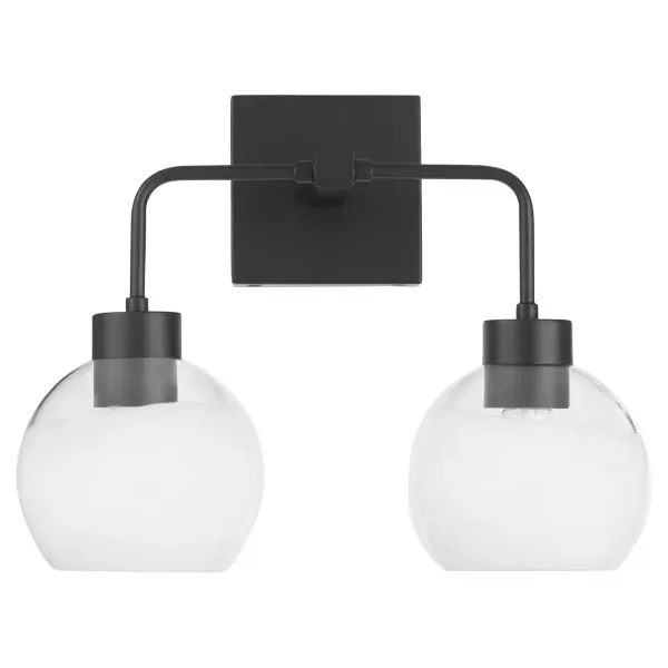 Lacy 2-Light Vanity Light with Layered White Glass in Matte Black - Image 1