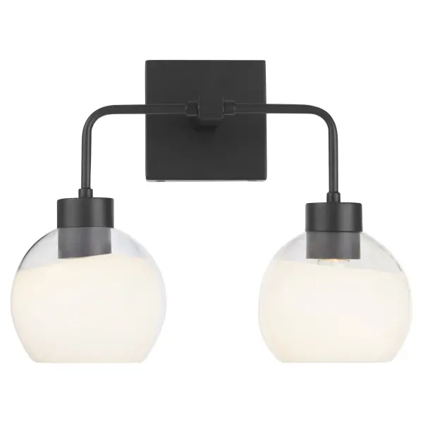 Lacy 2-Light Vanity Light with Layered White Glass in Matte Black - Image 2