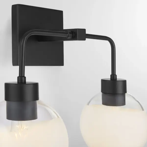 Lacy 2-Light Vanity Light with Layered White Glass in Matte Black - Image 4