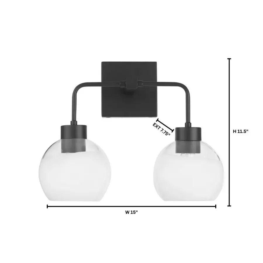 Lacy 2-Light Vanity Light with Layered White Glass in Matte Black - Image 5