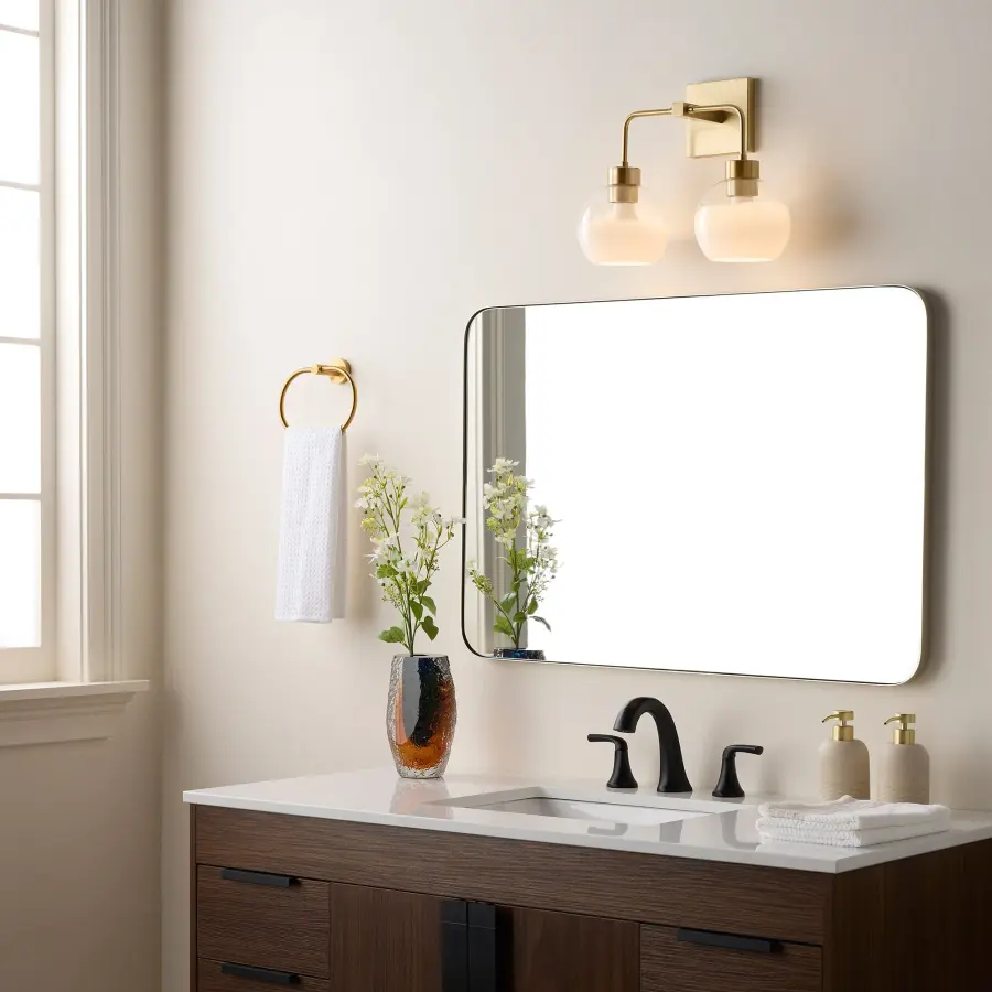 Lacy 2-Light Vanity Light with Layered White Glass - Image 5