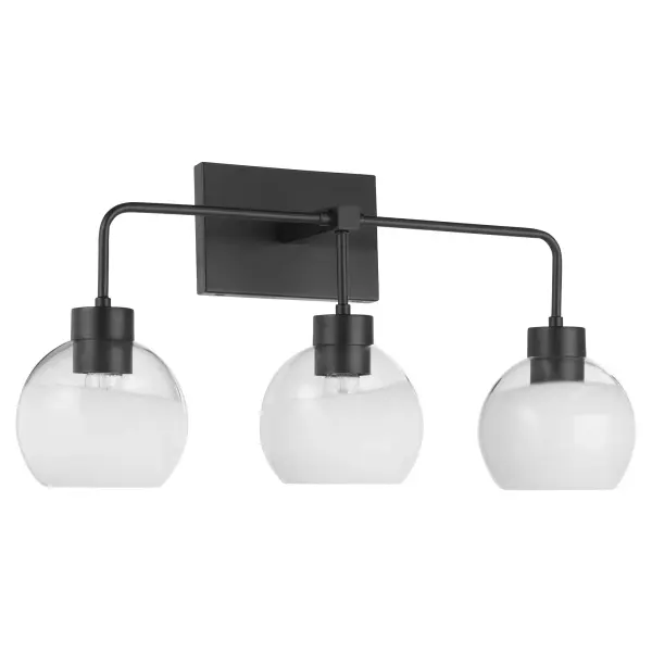 Lacy 3-Light Vanity Light with Layered White Glass in Matte Black - Image 1