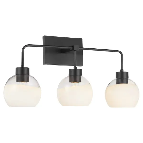 Lacy 3-Light Vanity Light with Layered White Glass in Matte Black - Image 2