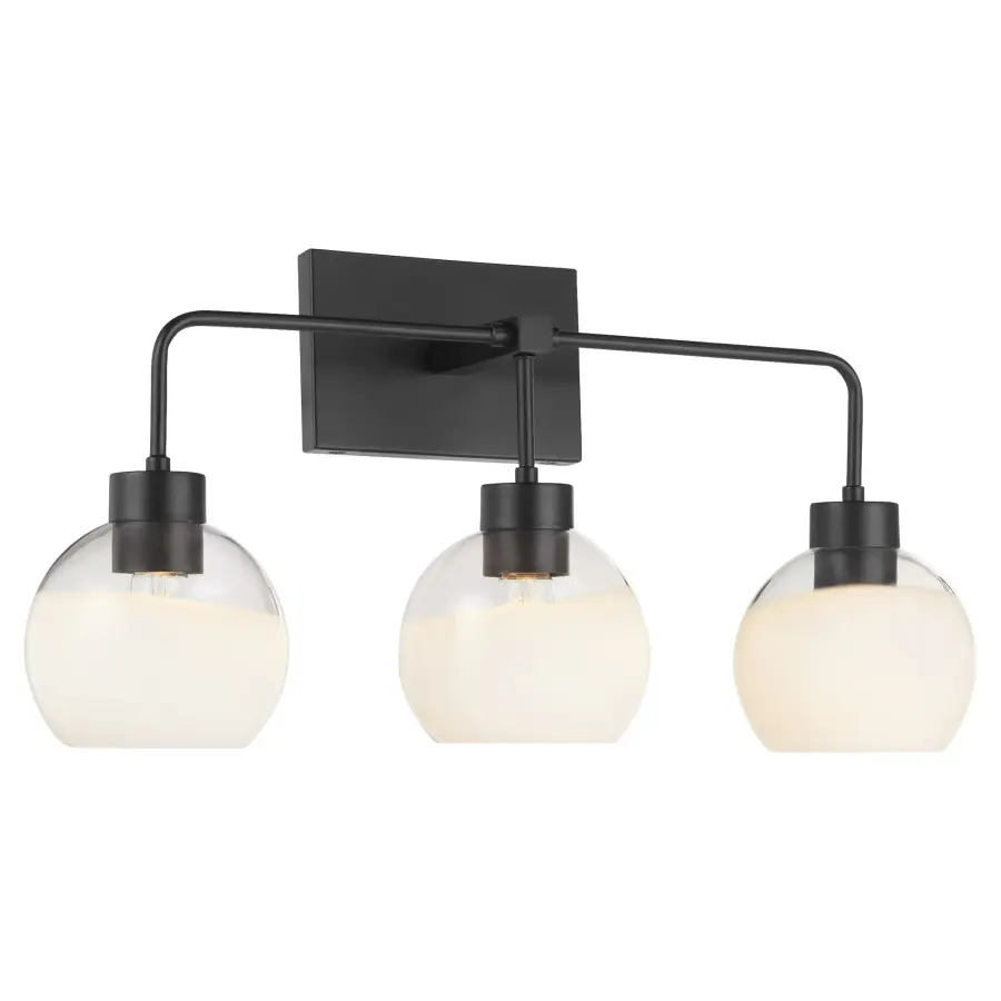 Lacy 3-Light Vanity Light with Layered White Glass in Matte Black - Image 2