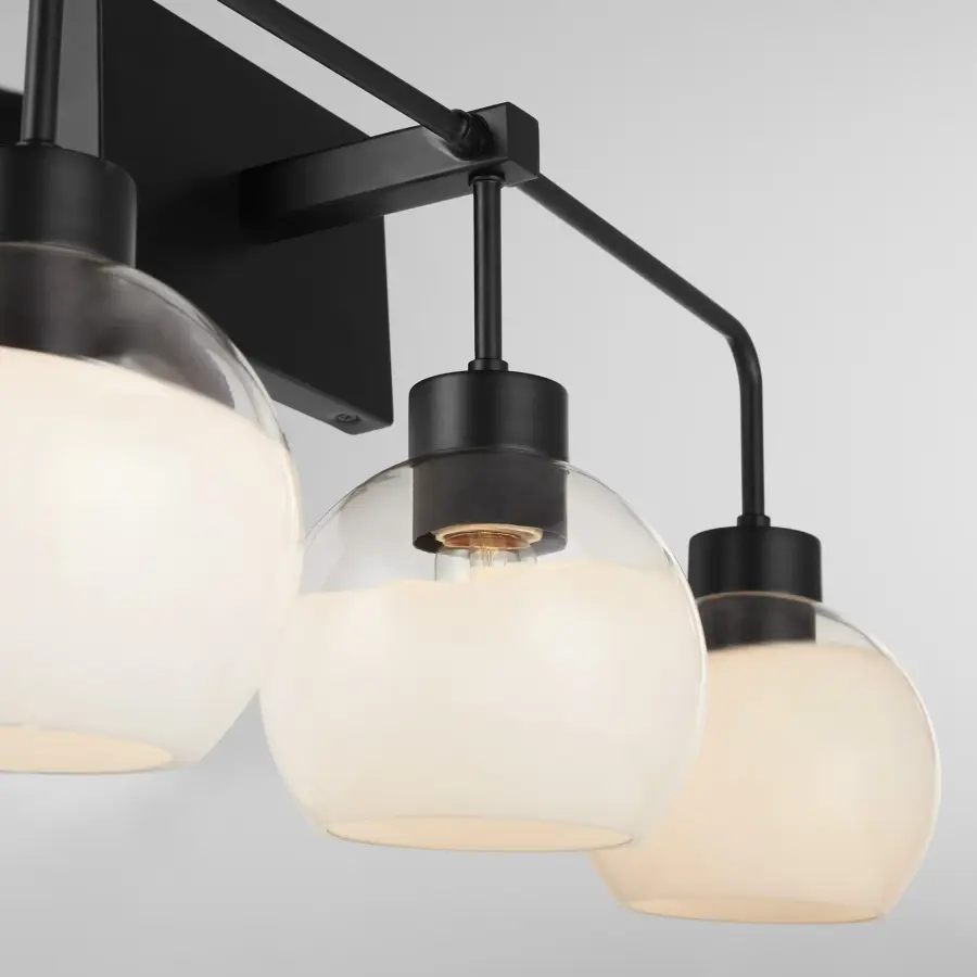 Lacy 3-Light Vanity Light with Layered White Glass in Matte Black - Image 3