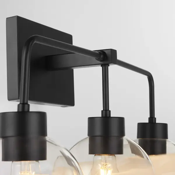 Lacy 3-Light Vanity Light with Layered White Glass in Matte Black - Image 4