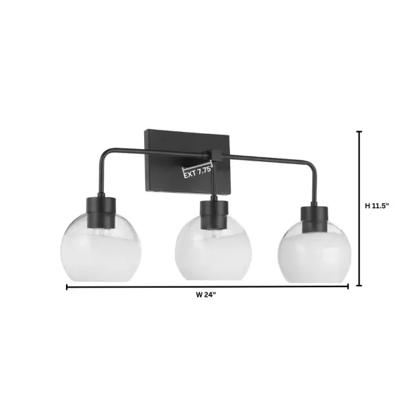 Lacy 3-Light Vanity Light with Layered White Glass in Matte Black - Image 5