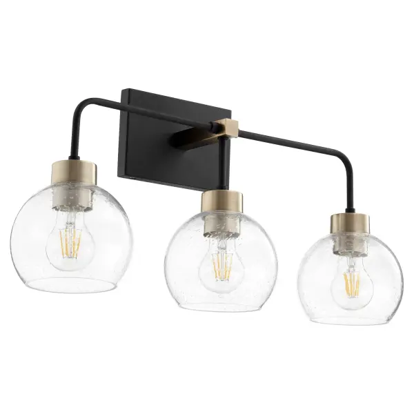 Lacy 3-Light Vanity in Black and Aged Brass