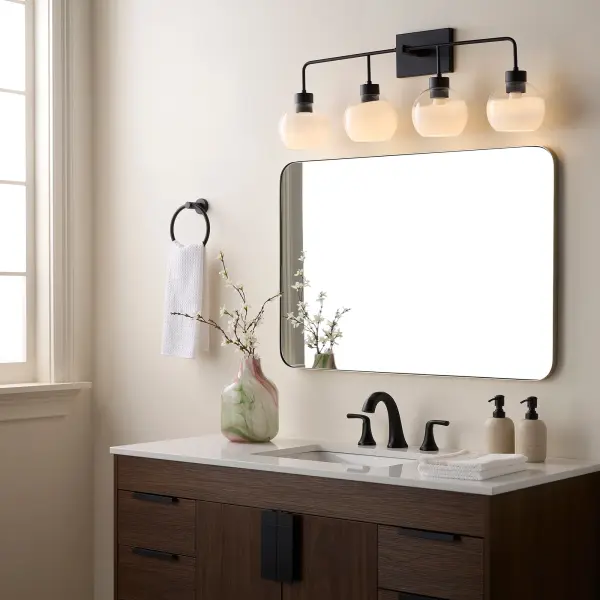 Lacy 4-Light Vanity Light with Layered White Glass - Image 6