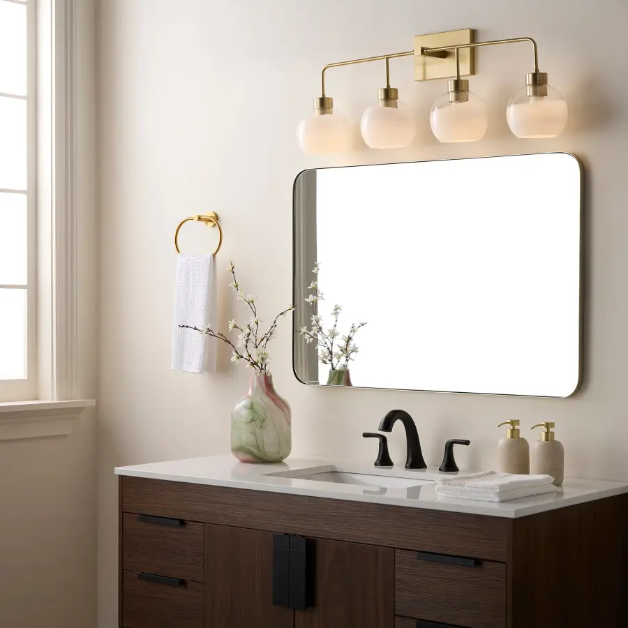 Lacy 4-Light Vanity Light with Layered White Glass - Image 6