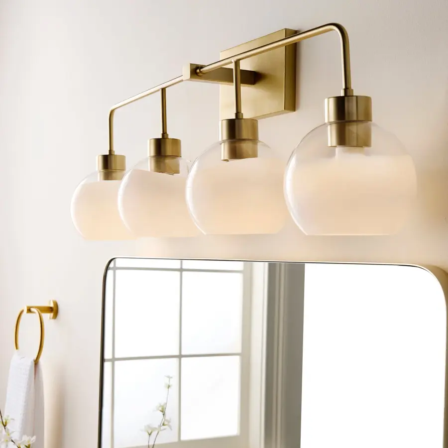 Lacy 4-Light Vanity Light with Layered White Glass - Image 7