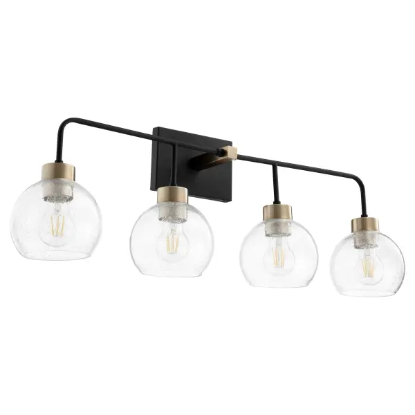 Lacy 4-Light Vanity in Black and Aged Brass
