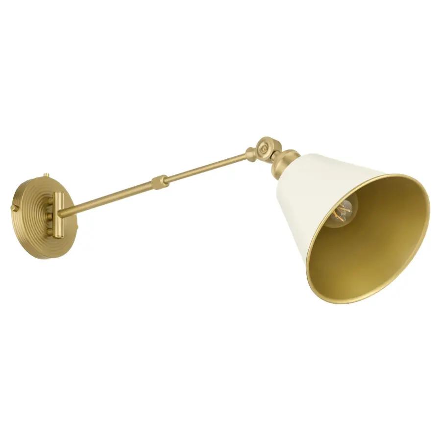 Bailey 1-Light Wall Sconce in Studio White & Aged Brass - Image 3