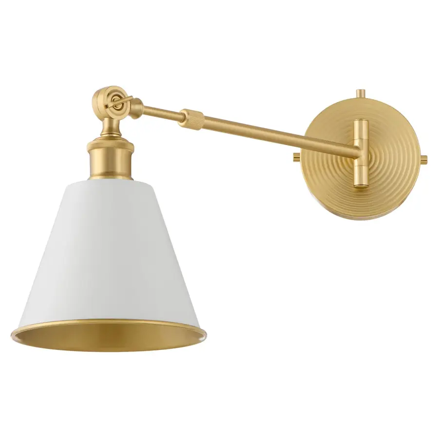 Bailey 1-Light Wall Sconce in Studio White & Aged Brass - Image 6