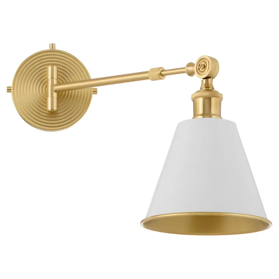 Bailey 1-Light Wall Sconce in Studio White & Aged Brass - Image 7