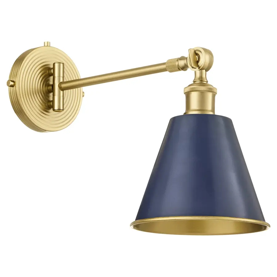 Bailey 1-Light Wall Sconce in Blue & Aged Brass - Image 1