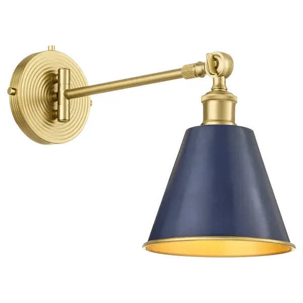 Bailey 1-Light Wall Sconce in Blue & Aged Brass - Image 2