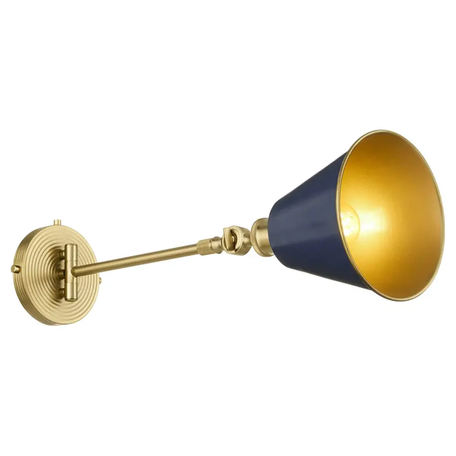 Bailey 1-Light Wall Sconce in Blue & Aged Brass - Image 3