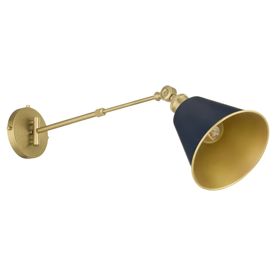 Bailey 1-Light Wall Sconce in Blue & Aged Brass - Image 5