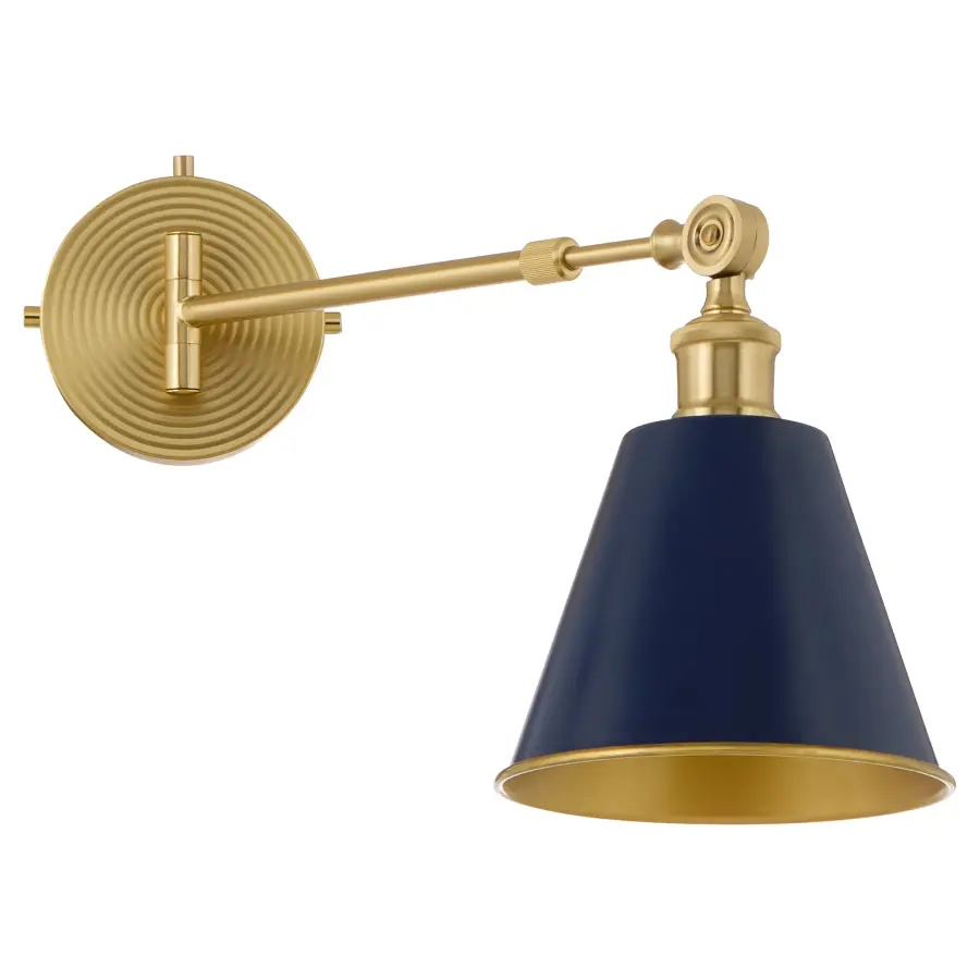 Bailey 1-Light Wall Sconce in Blue & Aged Brass - Image 8