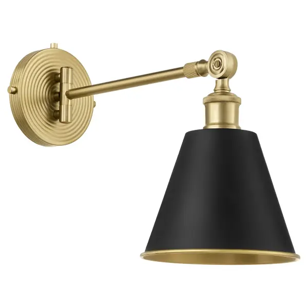Bailey 1-Light Wall Mount in Matte Black & Aged Brass - Image 1