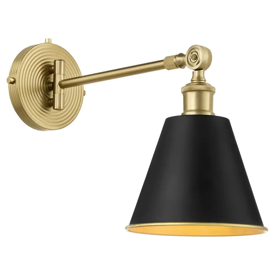 Bailey 1-Light Wall Mount in Matte Black & Aged Brass - Image 2