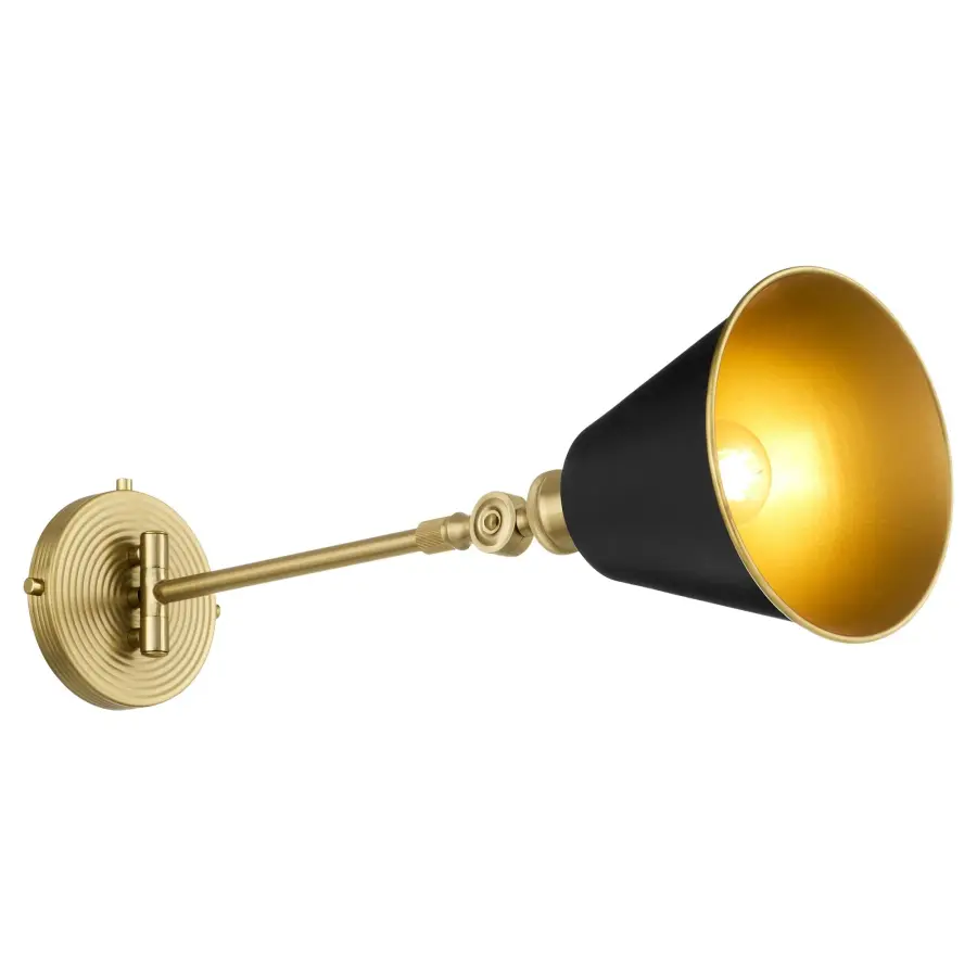 Bailey 1-Light Wall Mount in Matte Black & Aged Brass - Image 3