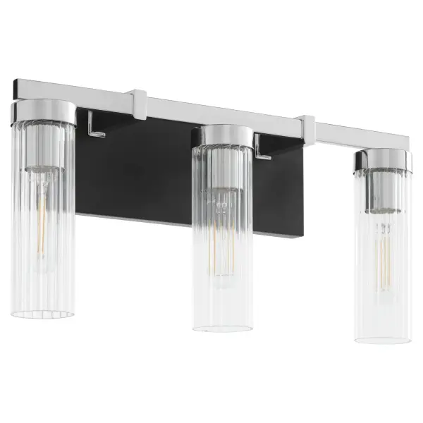 Kilbey 3-Light Vanity in Matte Black & Chrome - Image 1