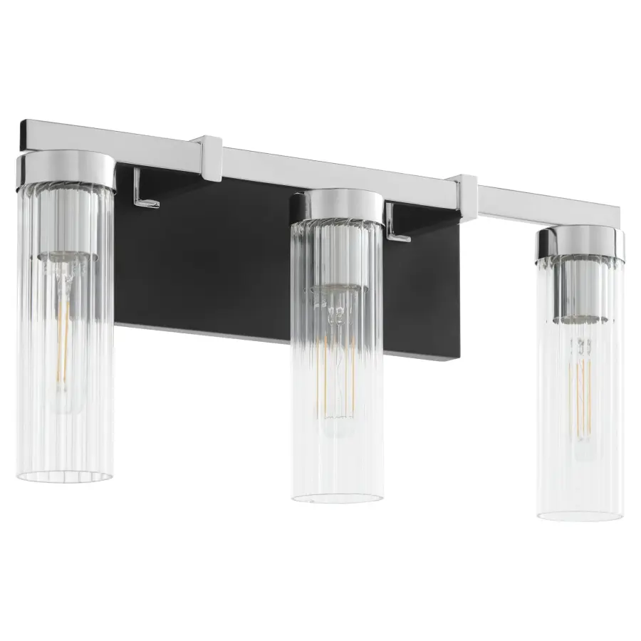 Kilbey 3-Light Vanity in Matte Black & Chrome - Image 1