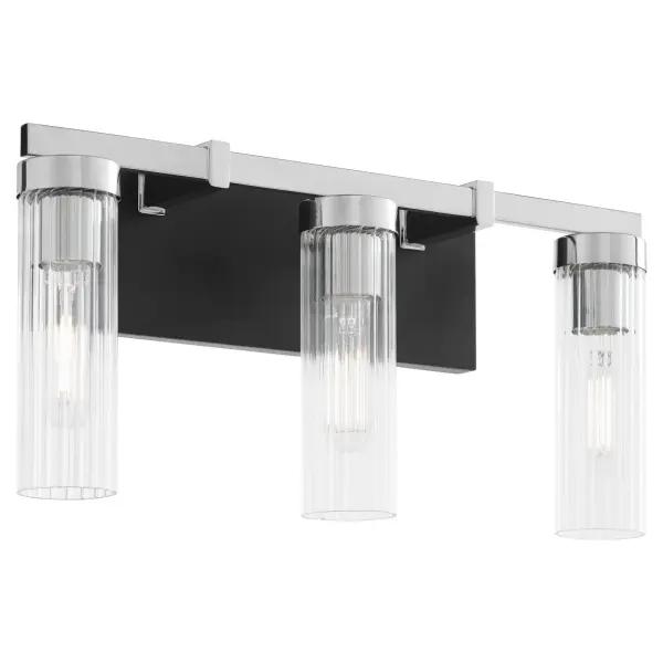 Kilbey 3-Light Vanity in Matte Black & Chrome - Image 2